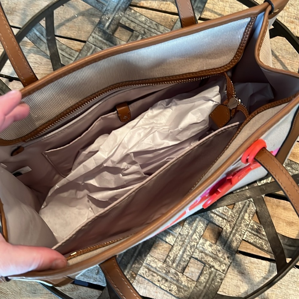 Kate Spade Tan and Pink Tote Bag GUC, see photos for a few minor blemishes . - Picture 5 of 7